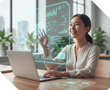 Girl-working-using-AI